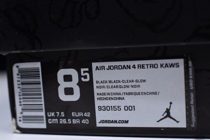 nike air jordan 4 retro kaws black 930155-001