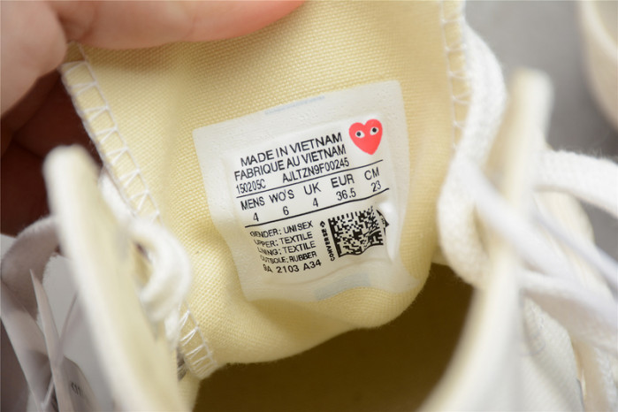 converse comme des garÇons x chuck white