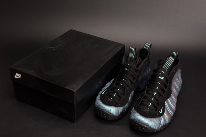 nike air foamposite one prm “abalone” black/aurora green mens 575420-009